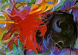 Franz Marc Canvas Paintings - fighting forms